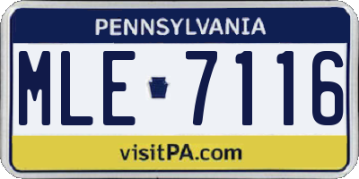 PA license plate MLE7116