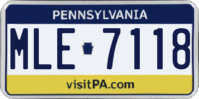 PA license plate MLE7118