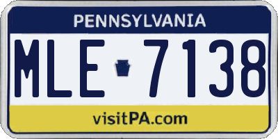 PA license plate MLE7138