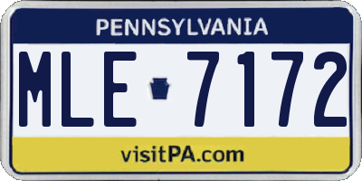 PA license plate MLE7172