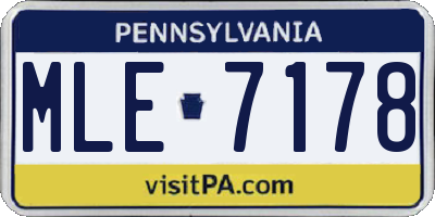 PA license plate MLE7178