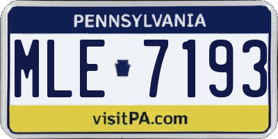 PA license plate MLE7193