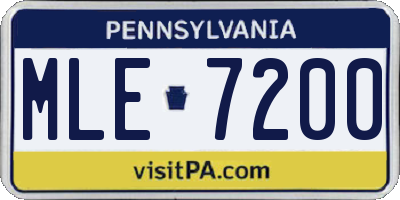 PA license plate MLE7200