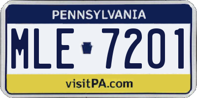 PA license plate MLE7201