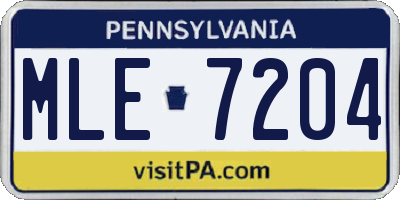 PA license plate MLE7204