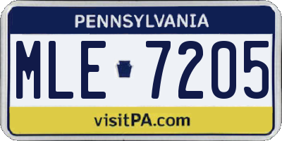 PA license plate MLE7205
