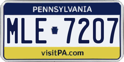 PA license plate MLE7207