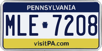 PA license plate MLE7208