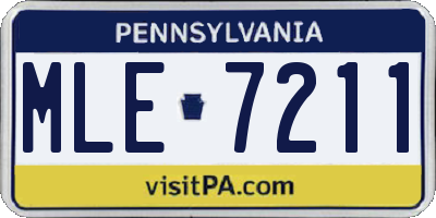 PA license plate MLE7211
