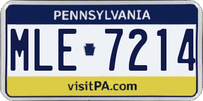PA license plate MLE7214