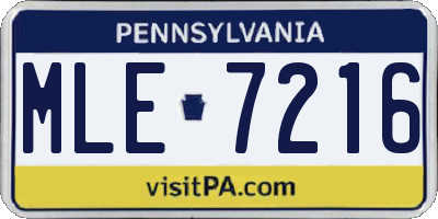 PA license plate MLE7216