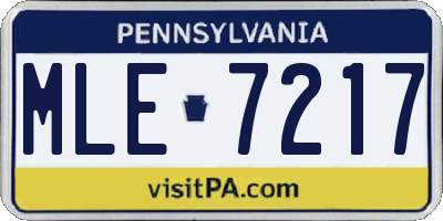 PA license plate MLE7217