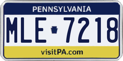 PA license plate MLE7218