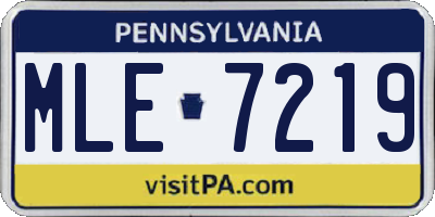 PA license plate MLE7219