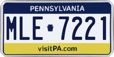 PA license plate MLE7221