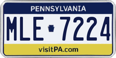 PA license plate MLE7224