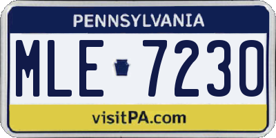 PA license plate MLE7230