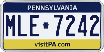 PA license plate MLE7242