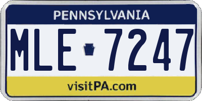 PA license plate MLE7247