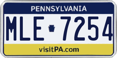 PA license plate MLE7254