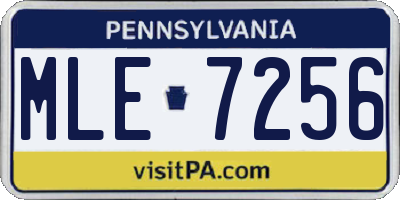 PA license plate MLE7256