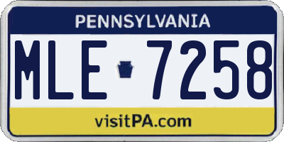 PA license plate MLE7258