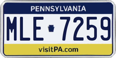 PA license plate MLE7259