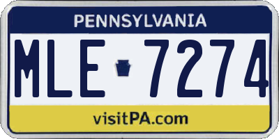 PA license plate MLE7274