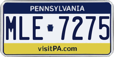 PA license plate MLE7275