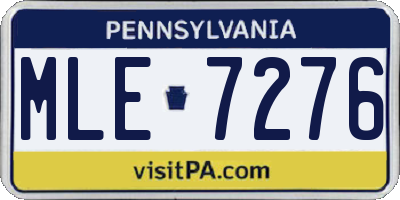 PA license plate MLE7276