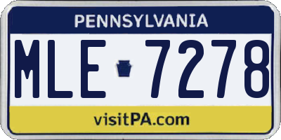 PA license plate MLE7278