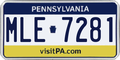 PA license plate MLE7281