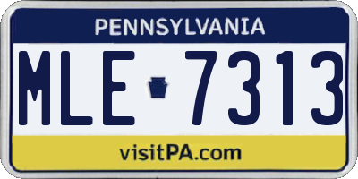 PA license plate MLE7313