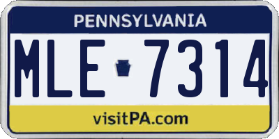 PA license plate MLE7314