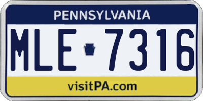 PA license plate MLE7316