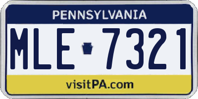 PA license plate MLE7321