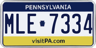 PA license plate MLE7334