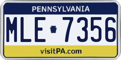 PA license plate MLE7356