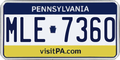 PA license plate MLE7360