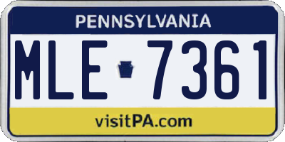 PA license plate MLE7361