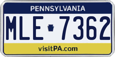 PA license plate MLE7362