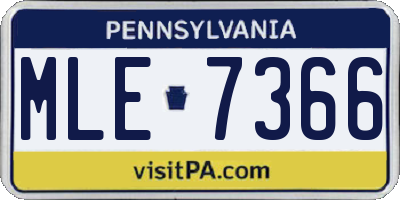 PA license plate MLE7366
