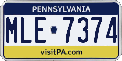 PA license plate MLE7374