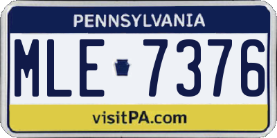 PA license plate MLE7376
