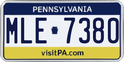 PA license plate MLE7380
