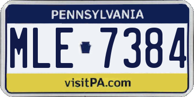 PA license plate MLE7384