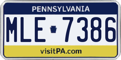 PA license plate MLE7386