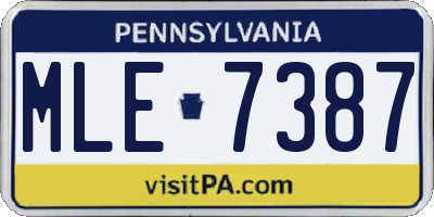 PA license plate MLE7387