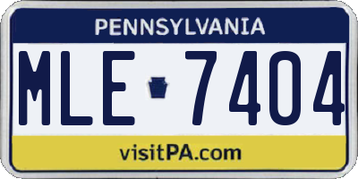 PA license plate MLE7404