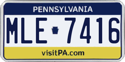 PA license plate MLE7416